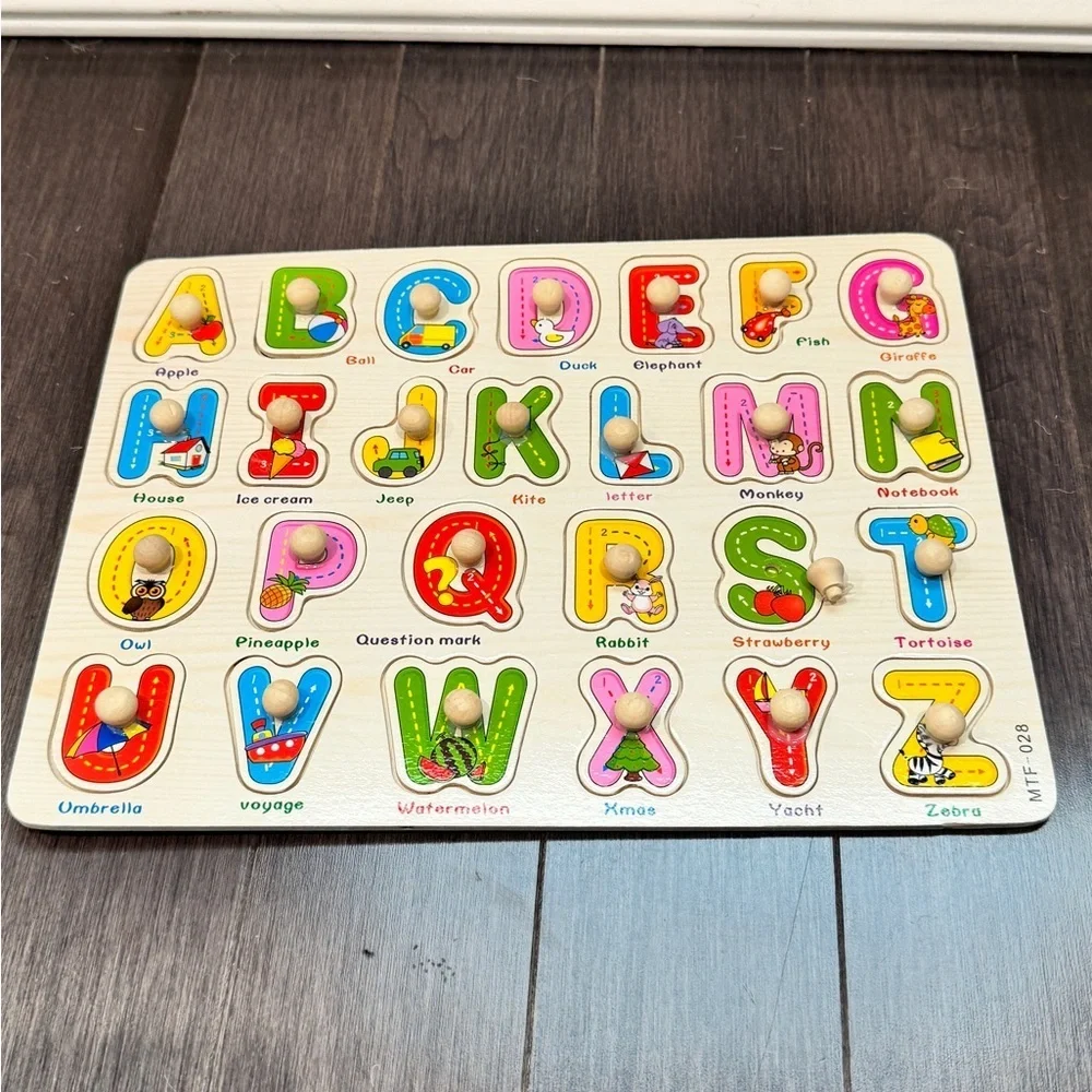 Alphabet Peg Puzzle Board for Kids - Multicolor Toddler Baby